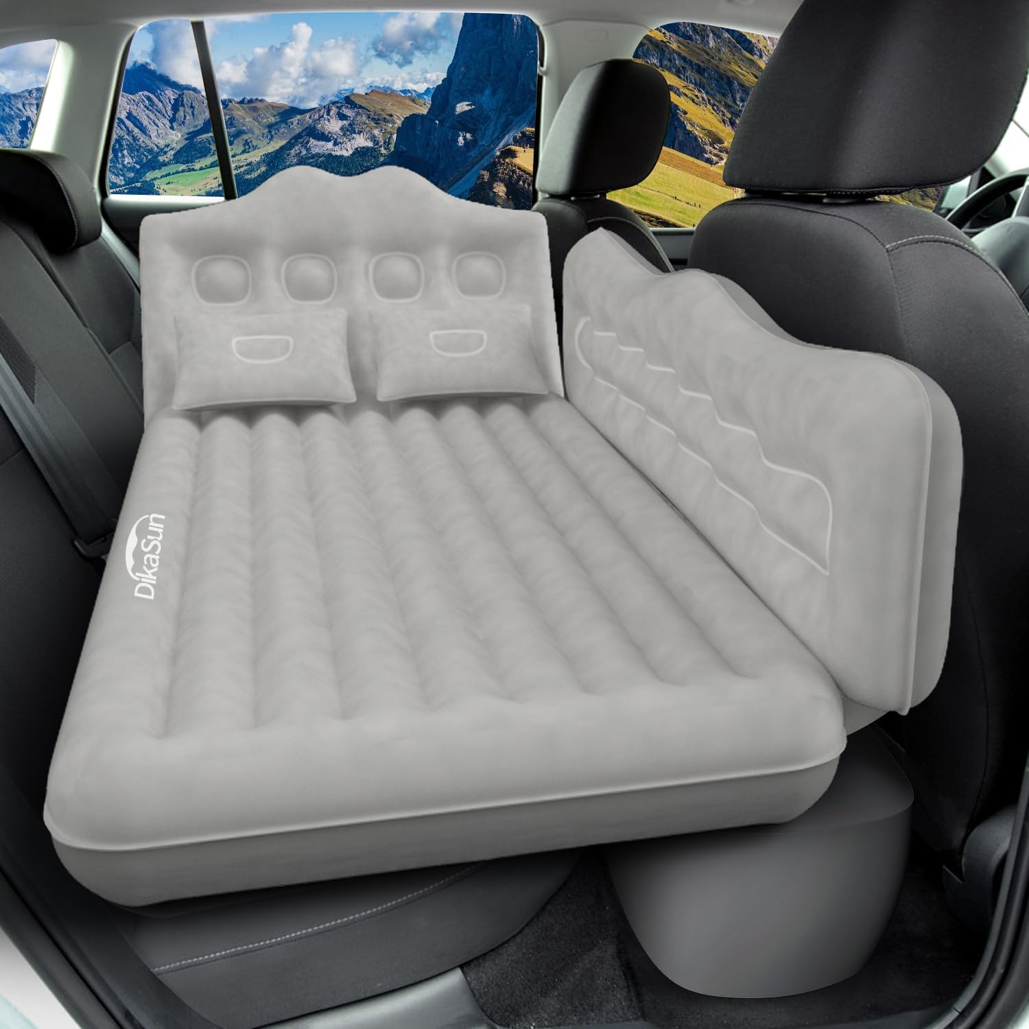 Air Mattress for Car SUV Inflatable Truck Car Camping Back Seat Car Bed Sleeping Cushion with Air Pump for Car 2 Pillows (Grey)