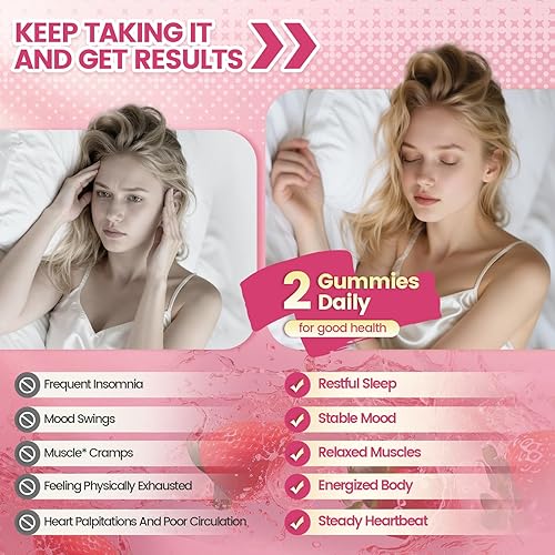 Miniatura 6 de Complejo de magnesio 14 en 1 para mujeres y hombres, 2600 mg por porción, gomitas de sabor fresa con glicinato de magnesio, CoQ10, vitamina D3 K2