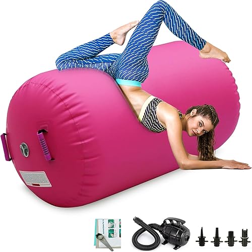 CZGBRO Air Roller Air Spot - Barril de aire para gimnasia, colchoneta de aire, equipo de gimnasia inflable con bomba eléctrica para yoga,