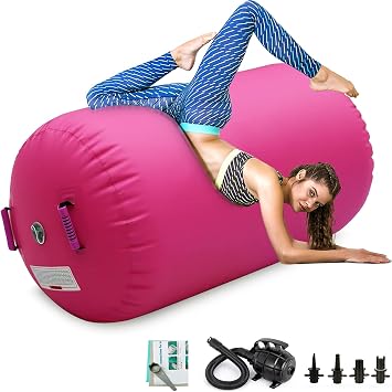 10FT 4 Inch Thickness Inflatable Gymnastics Mats Air Roller Gymnastics Barrel 3.3ft*23.6inch