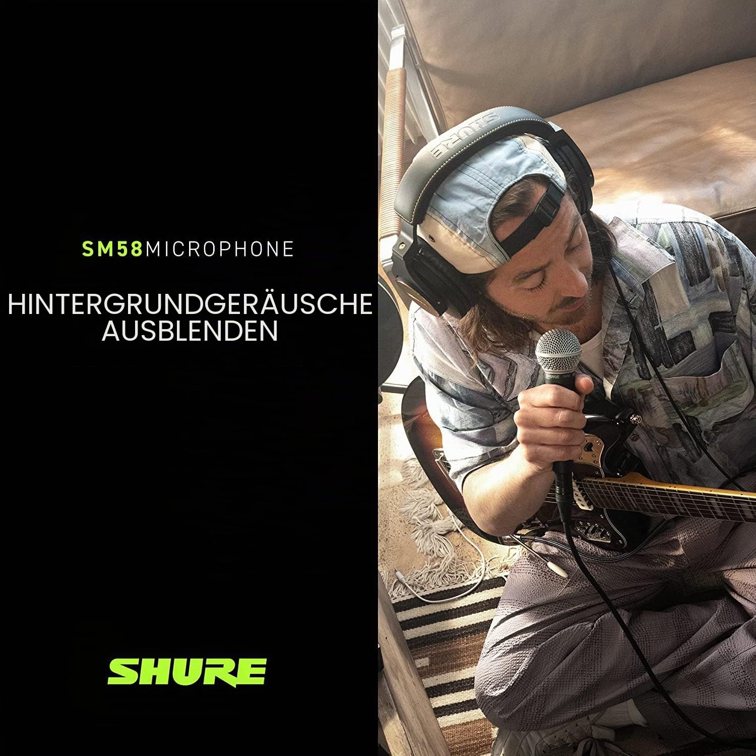 Shure SM58-LC Dynamisches Gesangsmikrofon mit Nierencharakteristik, pneumatischer Stoßdämpfer, integriertem Poppfilter, A25D Mikrofonklammer, 3-poligem XLR-Anschluss, ohne Kabel (SM58-LCE)