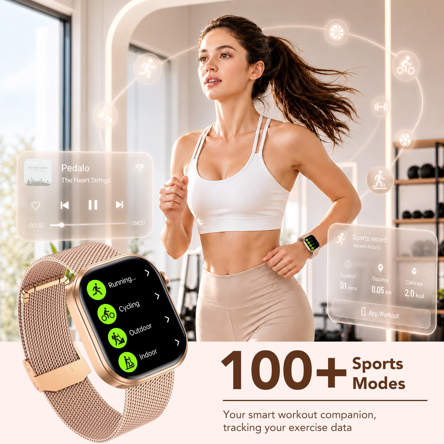 Montre Connectée Femme avec ECG Smartwatch: Montre Intelligente Femme de 1.88“ avec Appel Bluetooth HRV SOS Fréquence Cardiaque Sommeil SpO2 Monitor Poche Étanche Fitness Tracker pour Android iOS