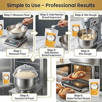 Neotea Bread Improver for Soft Bread and Baking | Dough Enhancer and Conditioner | Softener, Cake Enhancer, and Whole Grain Improver | Additive to Make Softer | Instant Baking Powder | (200 Grams)