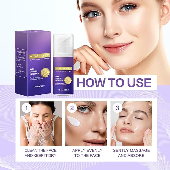Instant Face Lift Cream - Temporary Tightening Formula for Face & Neck | Visibly Smooths Skin Texture, Improves Look of Wrinkles & Fine Lines | 1.01 fl oz / 60 ml