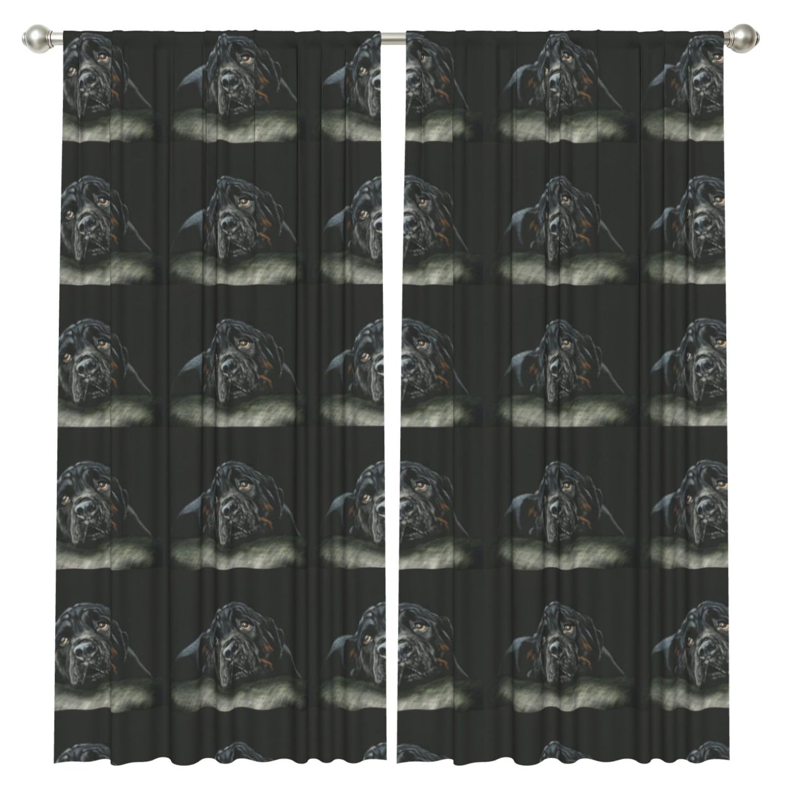 InOmak Rottweiler Dog, 2 Panels Window Curtains 52 x 84 Inch Blackout Curtains for Living Room Bedroom