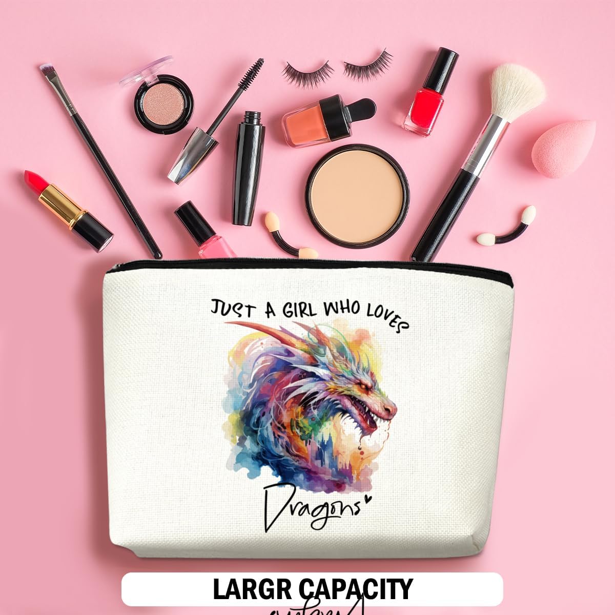 Dragon Gifts Makeup Bag, Dragons Gift Dragon Lovers Cosmetic Bag Travel Organizer Bags Makeup Pouch, Christmas Birthday Animal Lovers Gifts for Women Girls Friends - Image 4