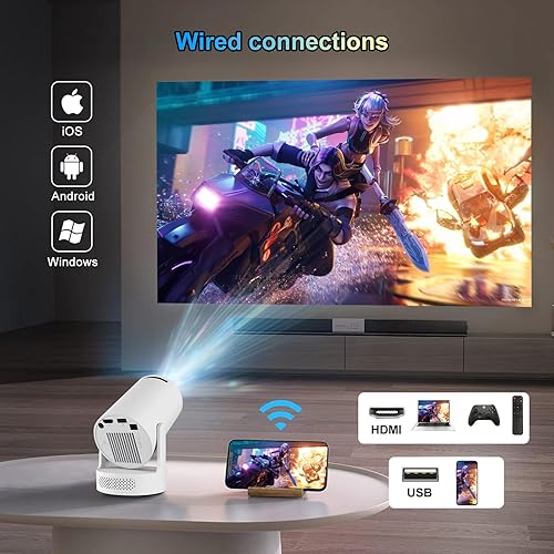 Miniatura 3 de Mini proyector 4K compatible con doble banda WIFI6 5G inalámbrico 5.4 Bluetooth Android 11, altavoz base de sonido, Keystone vertical automático