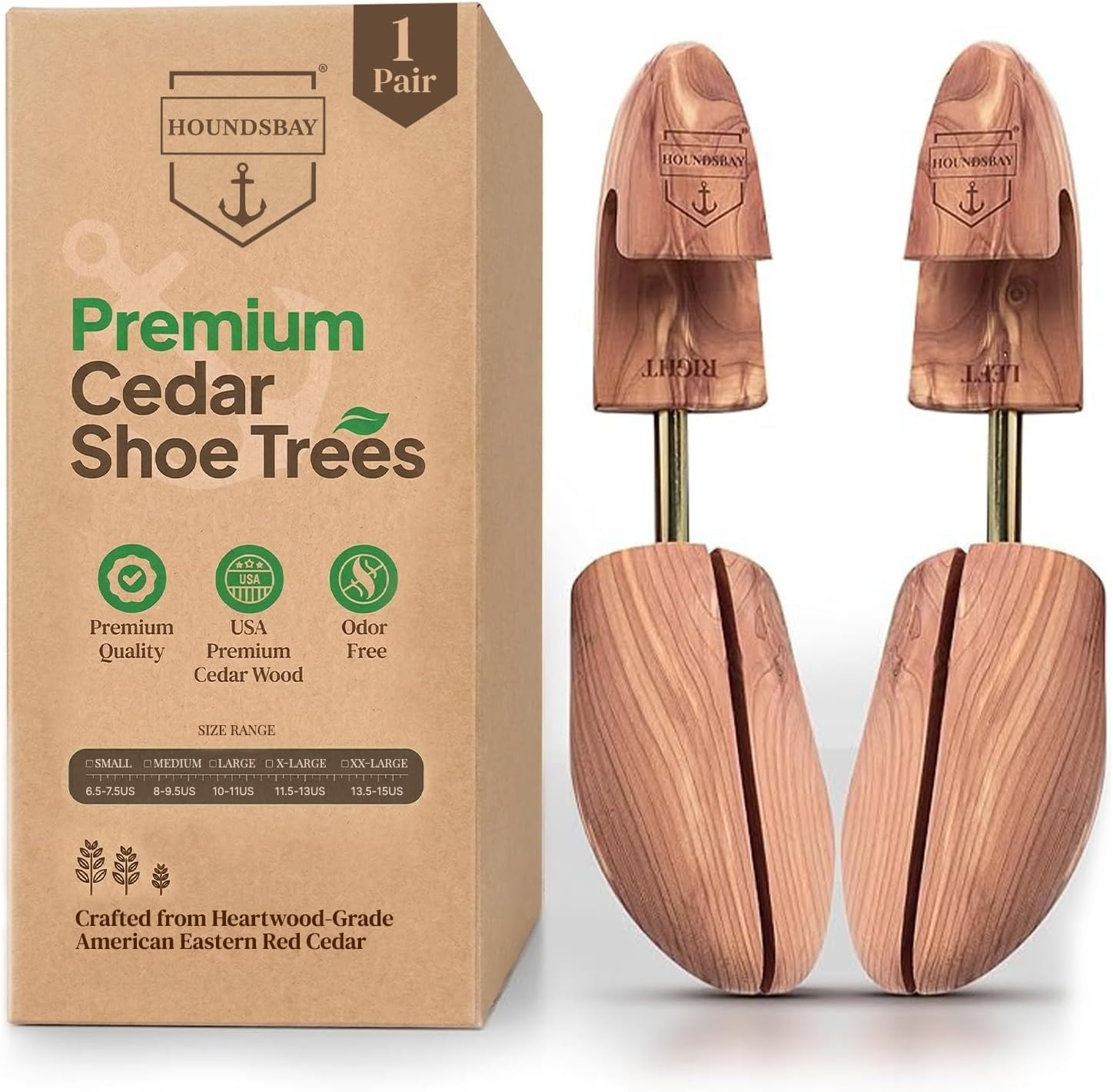 HOUNDSBAY Cedar Shoe Tree - Shoe Trees for Men & Women, Sneakers, Widener & Shaper