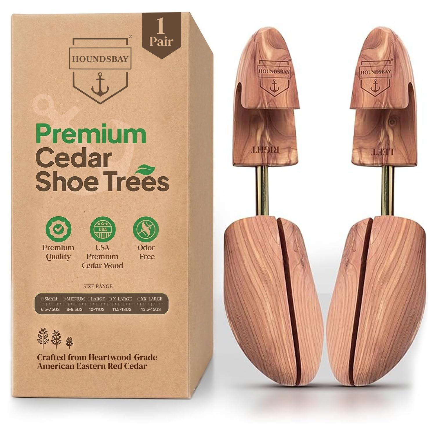 Shoe Tree for Men, Wooden Shoe Stretcher Men, Cedar Shoe Trees for Men, Adjustable Shoe Trees for Sneakers or Boots HOUNDSBAY