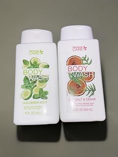 Personal Care Body Wash Duo, Cucumber Mint and Sea Salt & Cedar, Gluten Free, Paraben Free, Dye Free, 15 fl oz