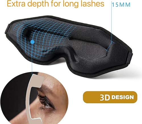 Miniatura 5 de Antifaz para dormir de lado – Máscara de ojos 100% opaca para dormir, máscara de dormir 3D para mujeres, máscara de dormir para extensiones de