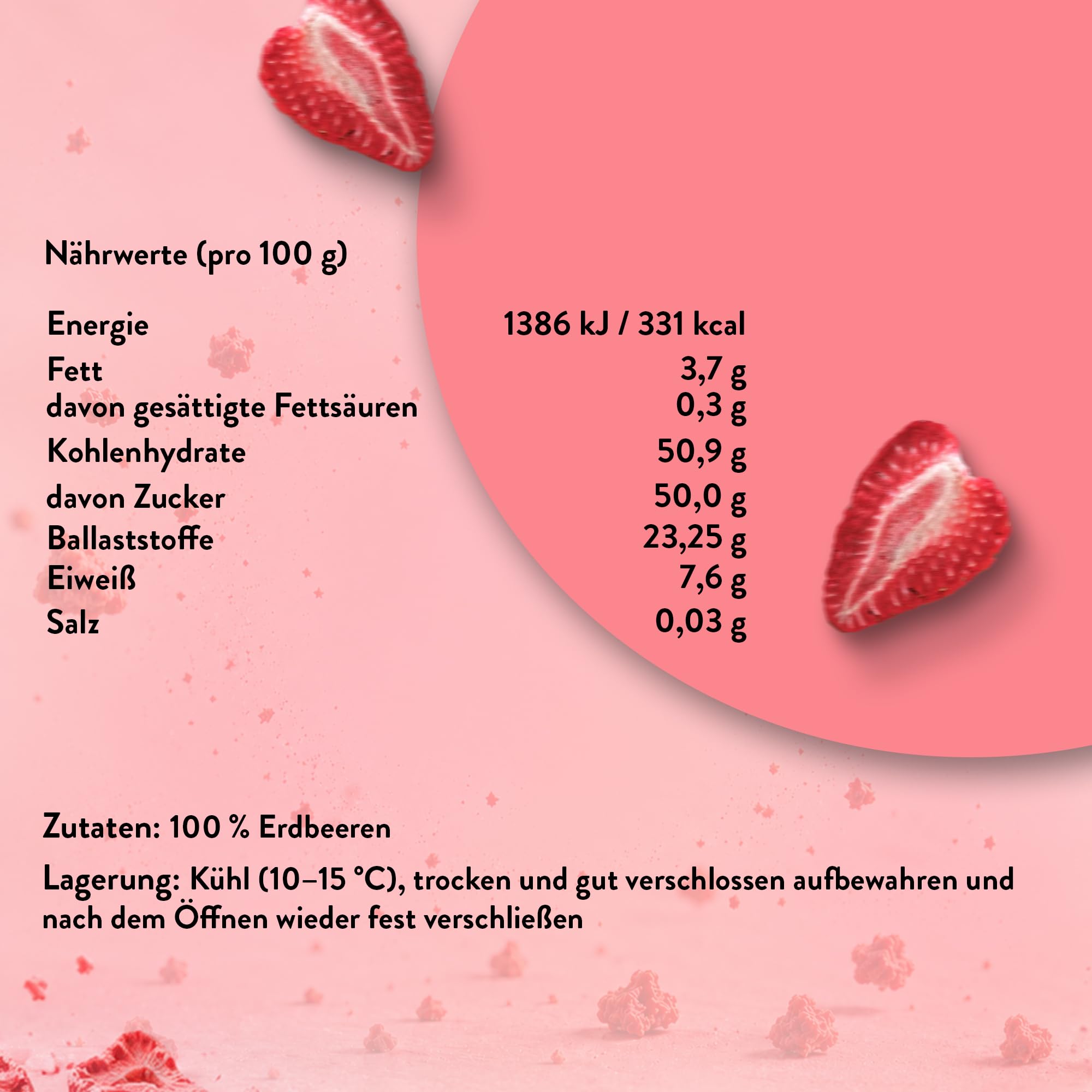 KULTSNACK Gefriergetrocknete Erdbeerscheiben – 500g – Getrocknete Erdbeeren – Als Snack & für Müslis – Süßigkeiten Ersatz – ohne Zuckerzusatz – Pure Frucht (Vegan, Glutenfrei)