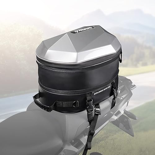 Miniatura 2 de NICECNC Mochila rígida para casco de motocicleta, 38 L, gran capacidad, bolsa de asiento trasero de motocicleta, bolsa de cola expandible, bolsa de