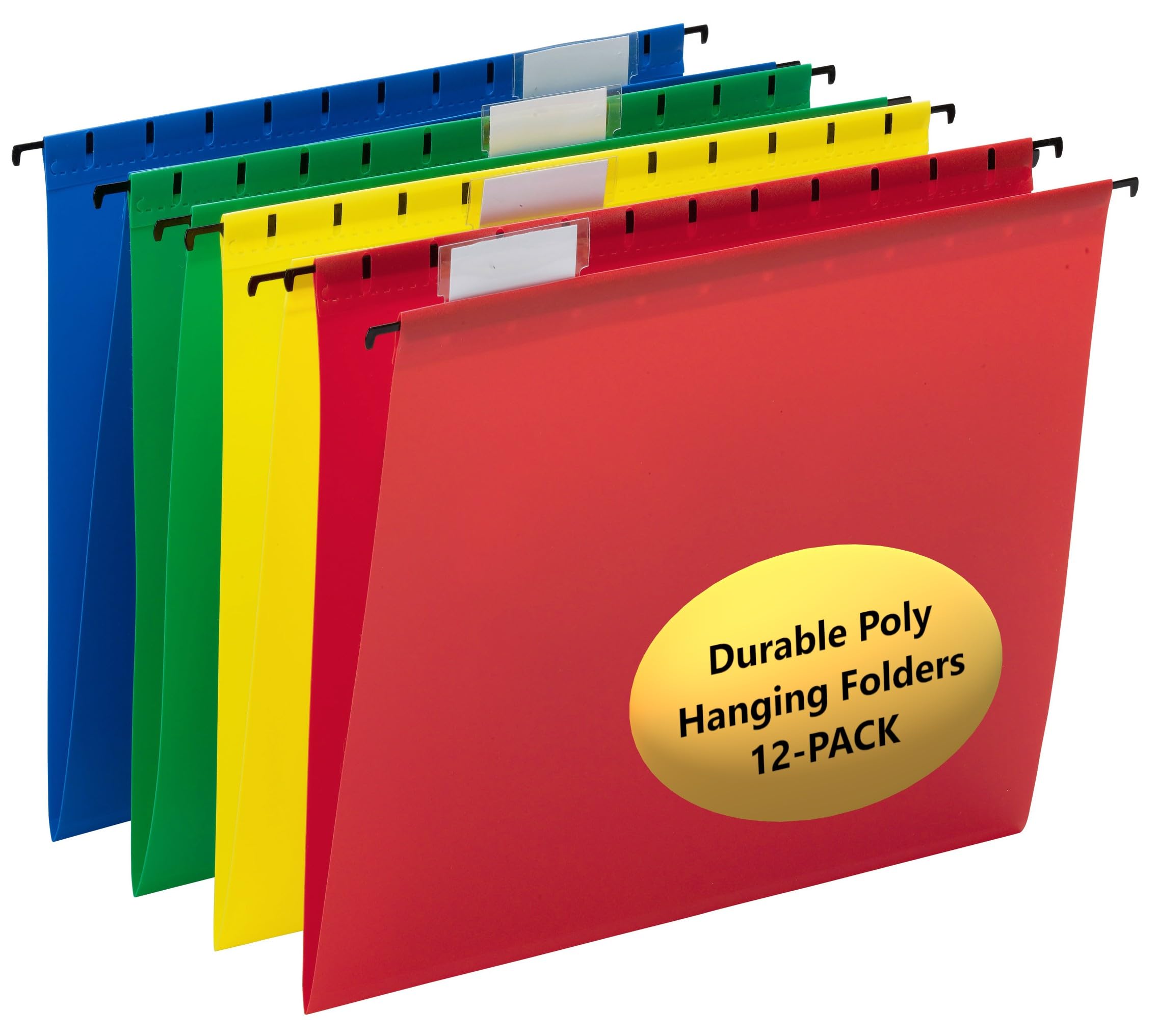 Smead Lot de 12 dossiers suspendus en polyéthylène, onglet 1/5, format lettre, couleurs primaires assorties, 12 par paquet (64026)