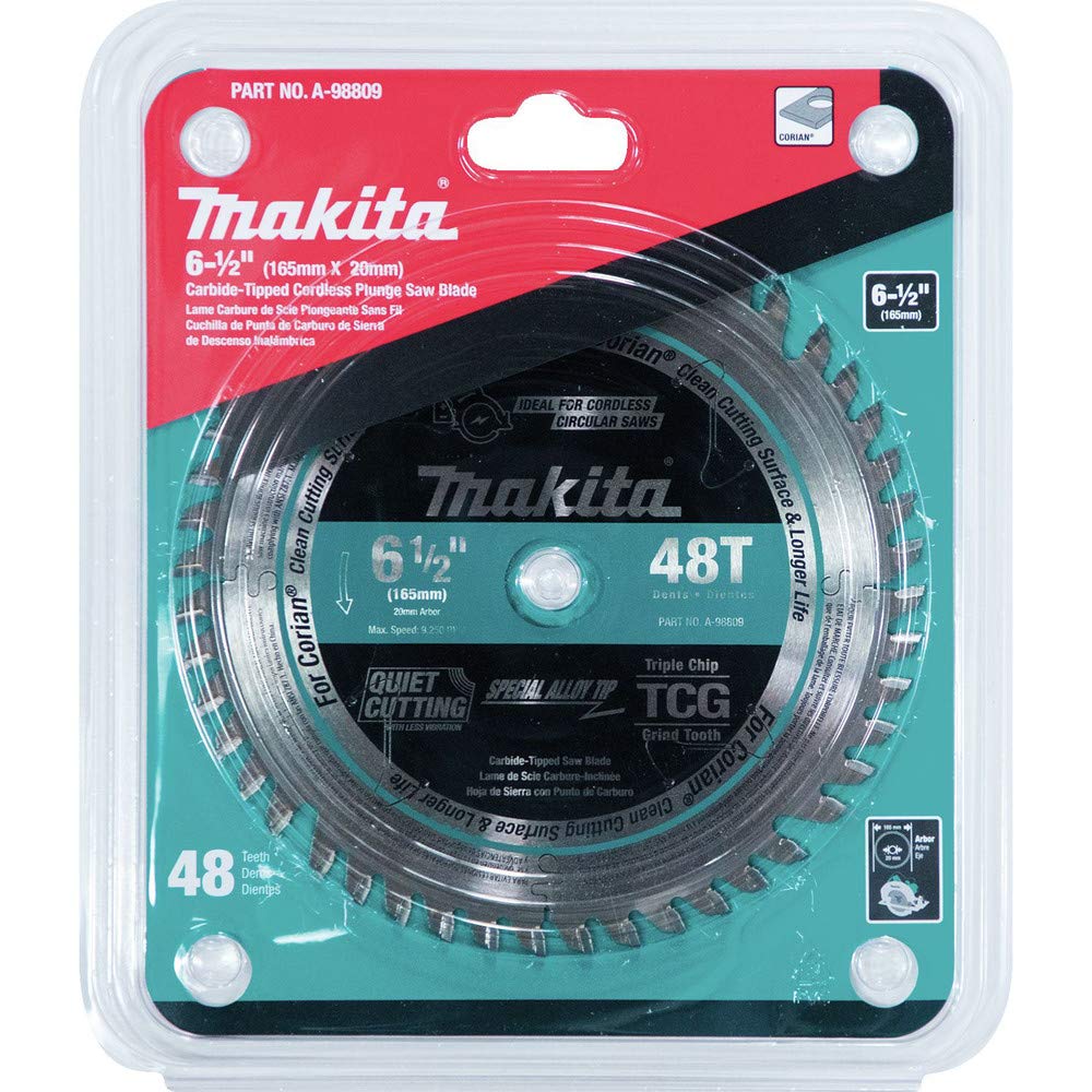 Makita B de 56801 – Hoja de sierra Specialized, 48 dientes, 1 V, Plata, 165 x 20 mm
