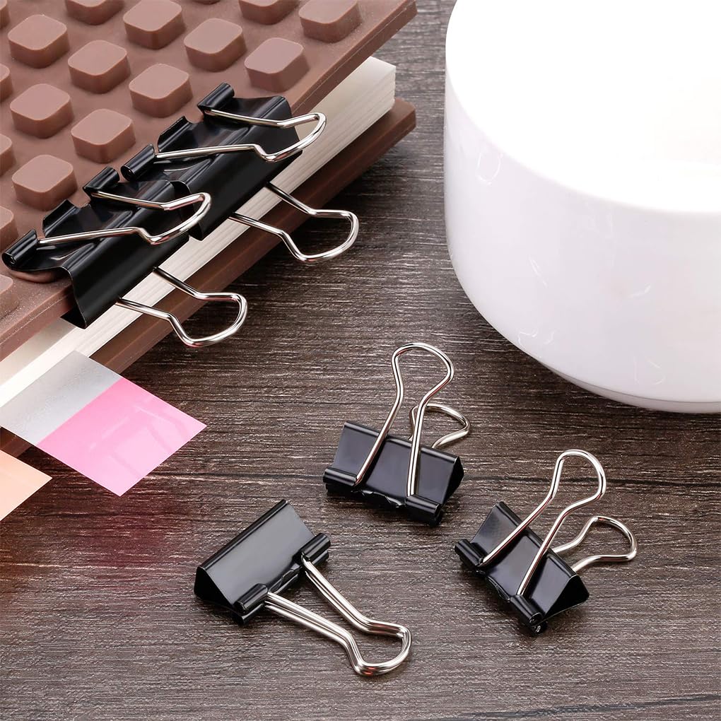 5 set da 150 clip per forniture per ufficio, resistenti all'usura, per rilegatura di documenti, in metallo, per documenti domestici, colore nero