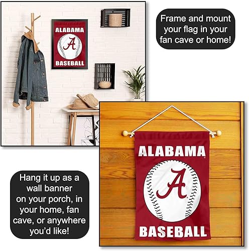 Miniatura 5 de College Flags & Banners Co. Bandera de jardín de béisbol Alabama Crimson Tide