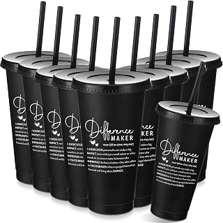 Reallnaive 24 Pcs Difference Maker Gift Bulk 24 oz Plastic Cup, Black