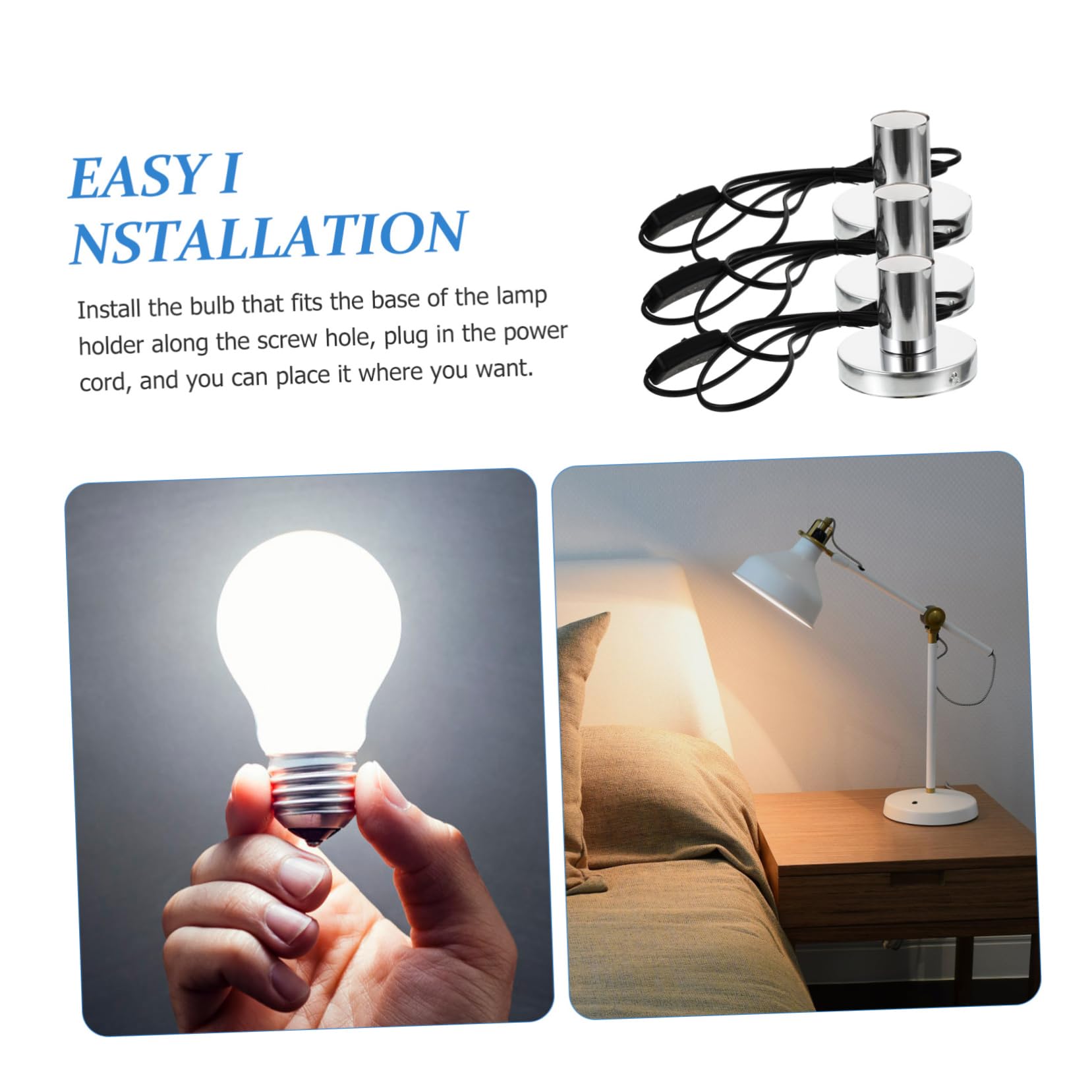 HOMSFOU 3stücke Lampenfassung Mit Kabel Tischlampenfuß Glühbirnenhalter Für Diy Beleuchtung Kompatibel Mit Birnen Für Heim Büro Und Bar