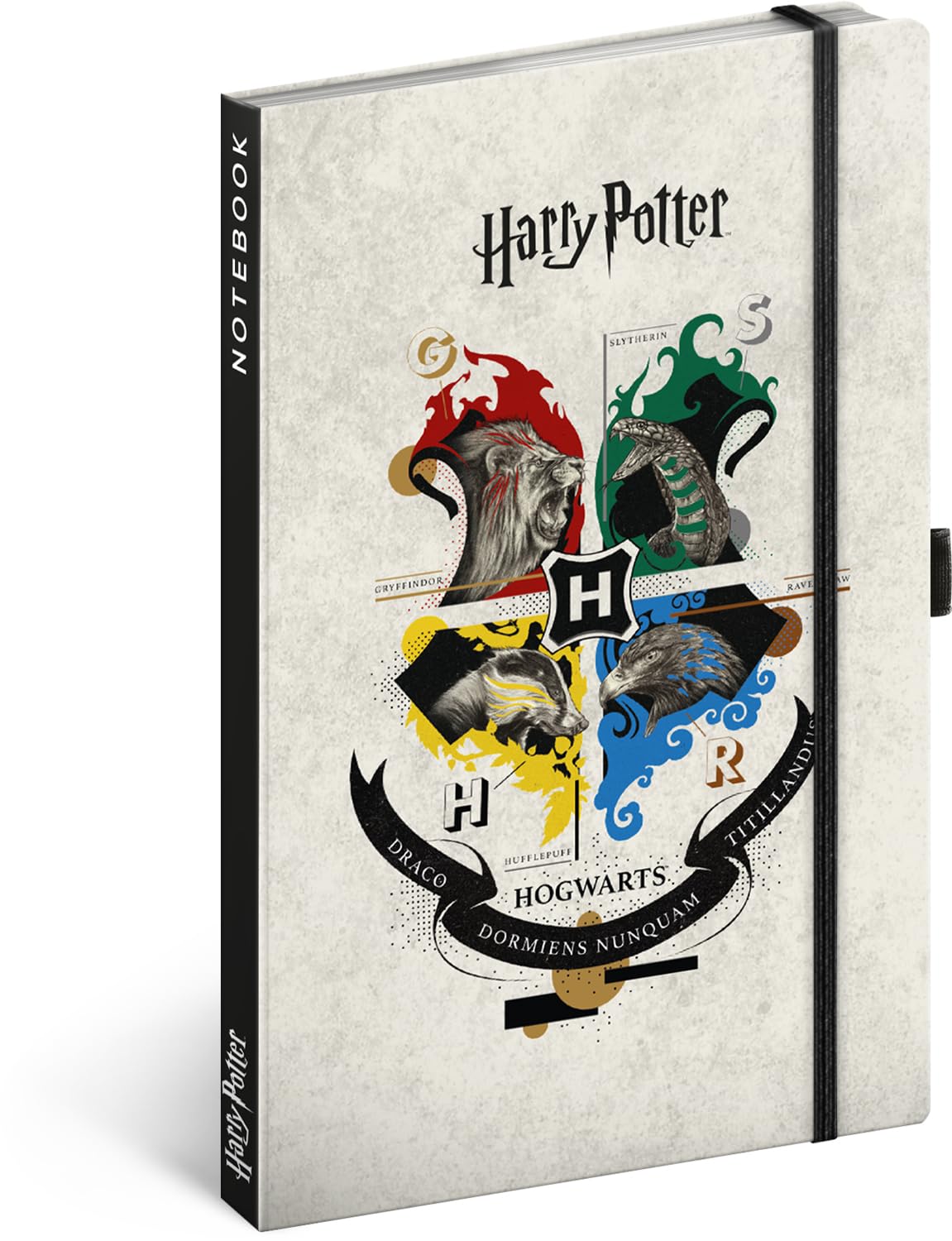 NOTIQUE Notebook Lined with Elastic Band, 13 x 21 cm, Approx. A5, Designer Hardcover Notebook, Notepad, Journal, Diary for Adults, Women (Harry Potter)