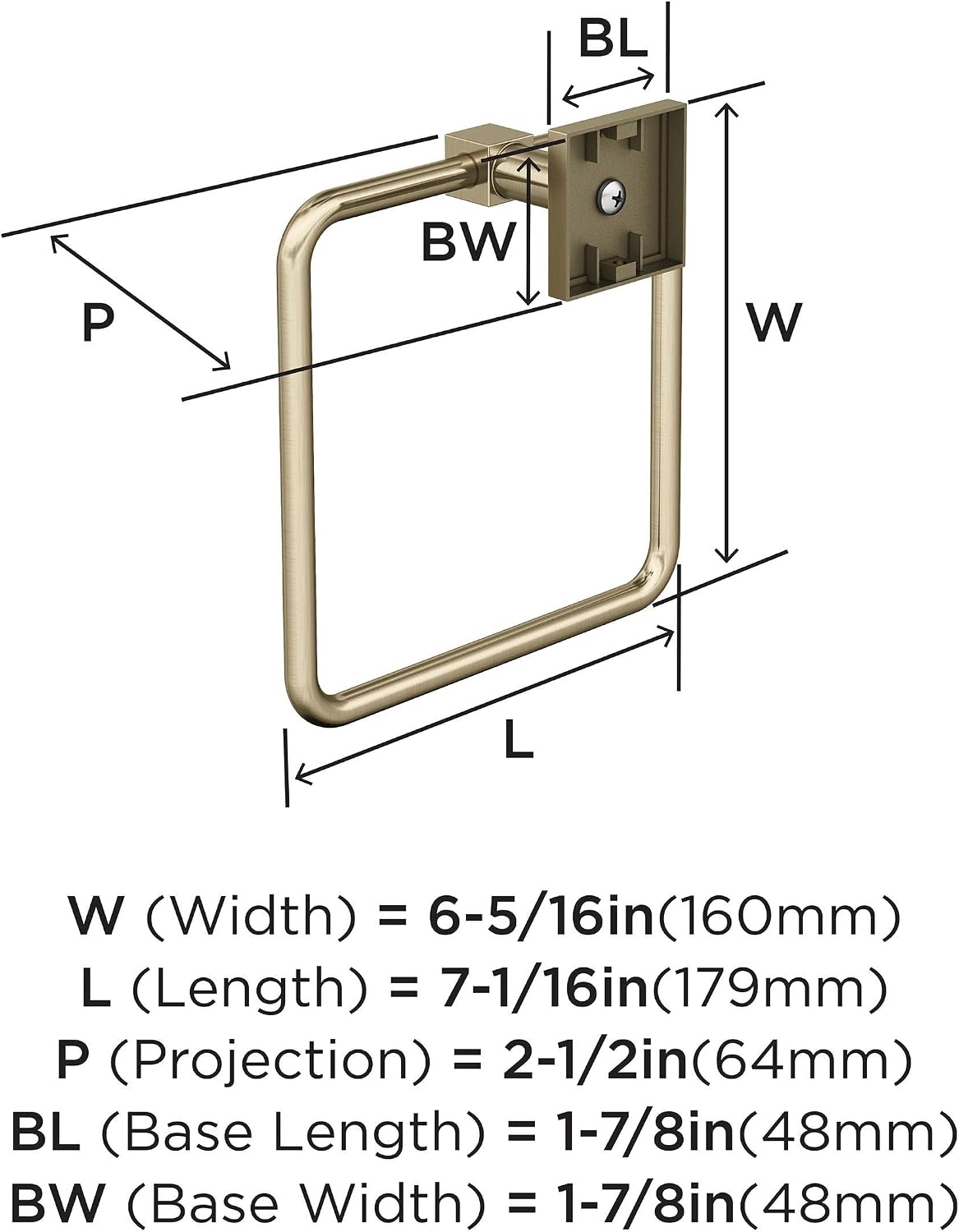Amerock BH36072 Appoint 7-1/16" Wall Mounted Towel Ring - Golden Champagne