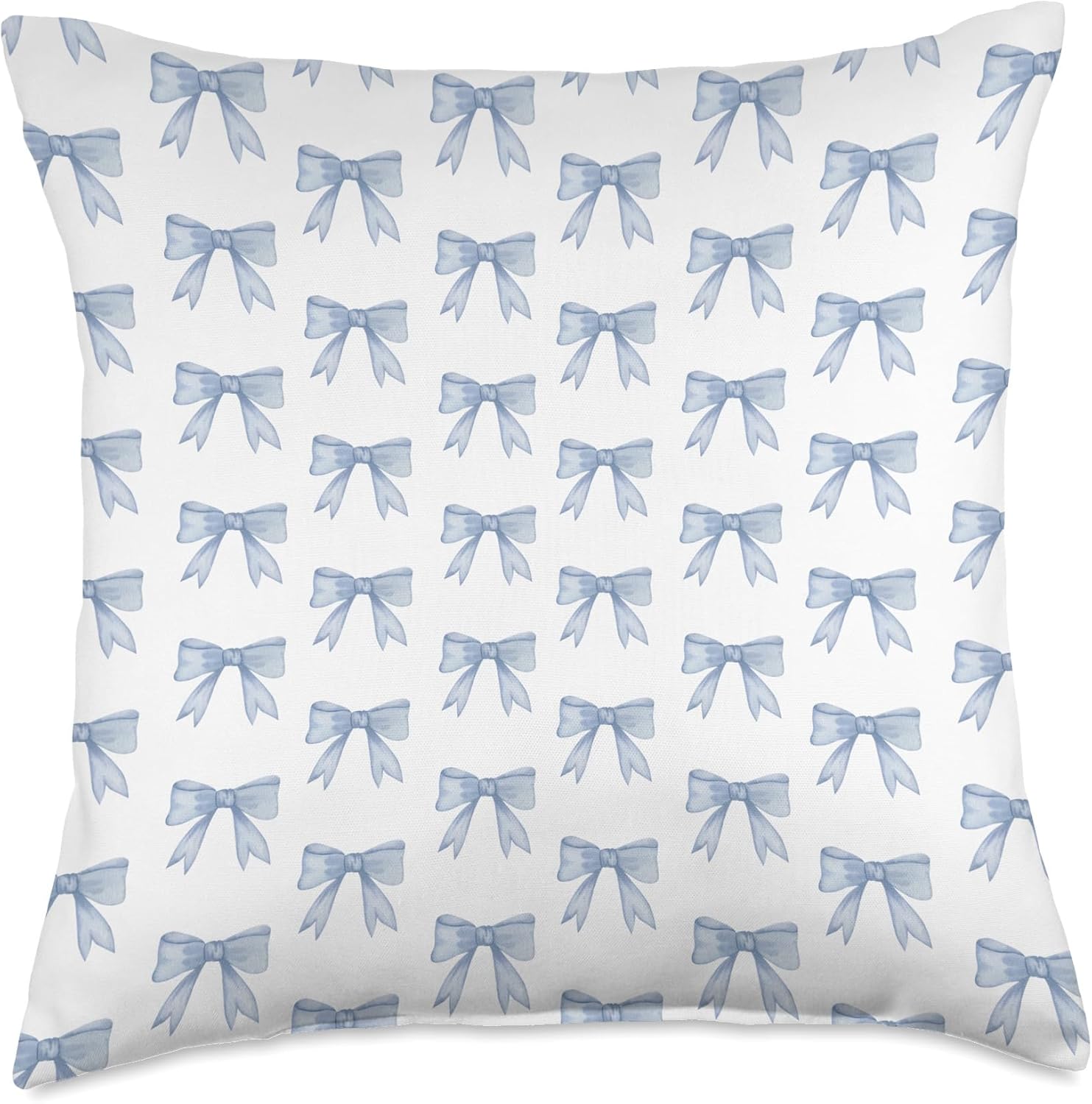 Coquette Aesthetic Blue Bow Preppy Cute Pattern Girl Throw Pillow