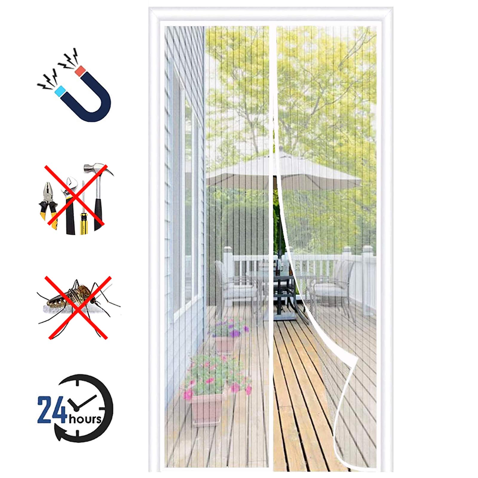 Magnetic Fly Screen Door, Keep Insects Out Mosquito Door Screen Mesh Curtain, Without Drilling Top to Bottom Seal Automatically, for Patio, Balcony
