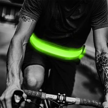 Led Running Waist Belt with USB Rechargeable, High Visibility Reflective Glowing Exterior, Flashing Safety Light Belt for Runners, Joggers, Walkers, Pet Owners, Cyclists