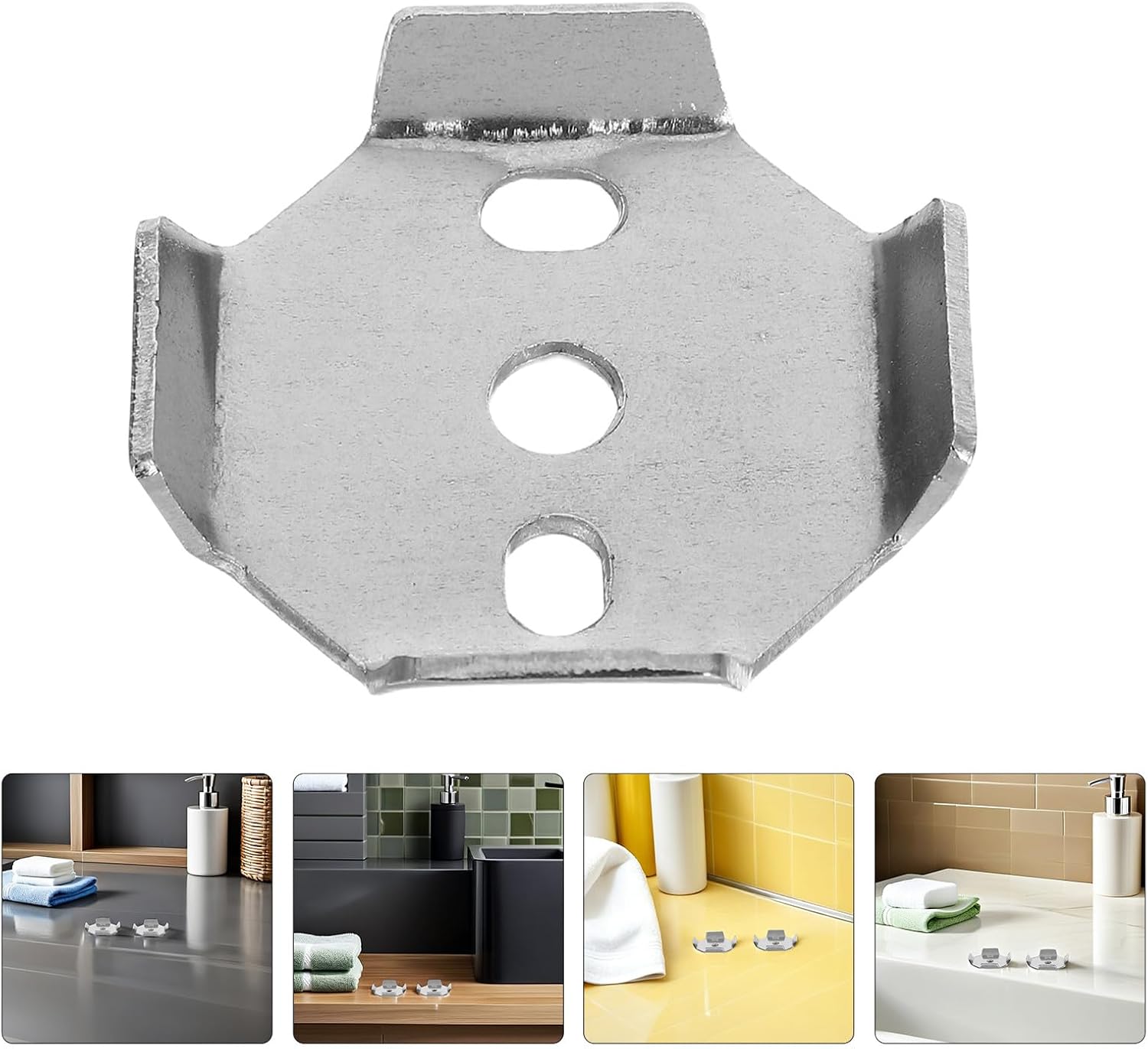 4pcs Bathroom Towel Rack Mounting Hardware Kit, Stainless Steel Square Gasket Brackets 38x38mm for DIY Towel Bar Replacement and Universal Bathroom Accessory Fixing