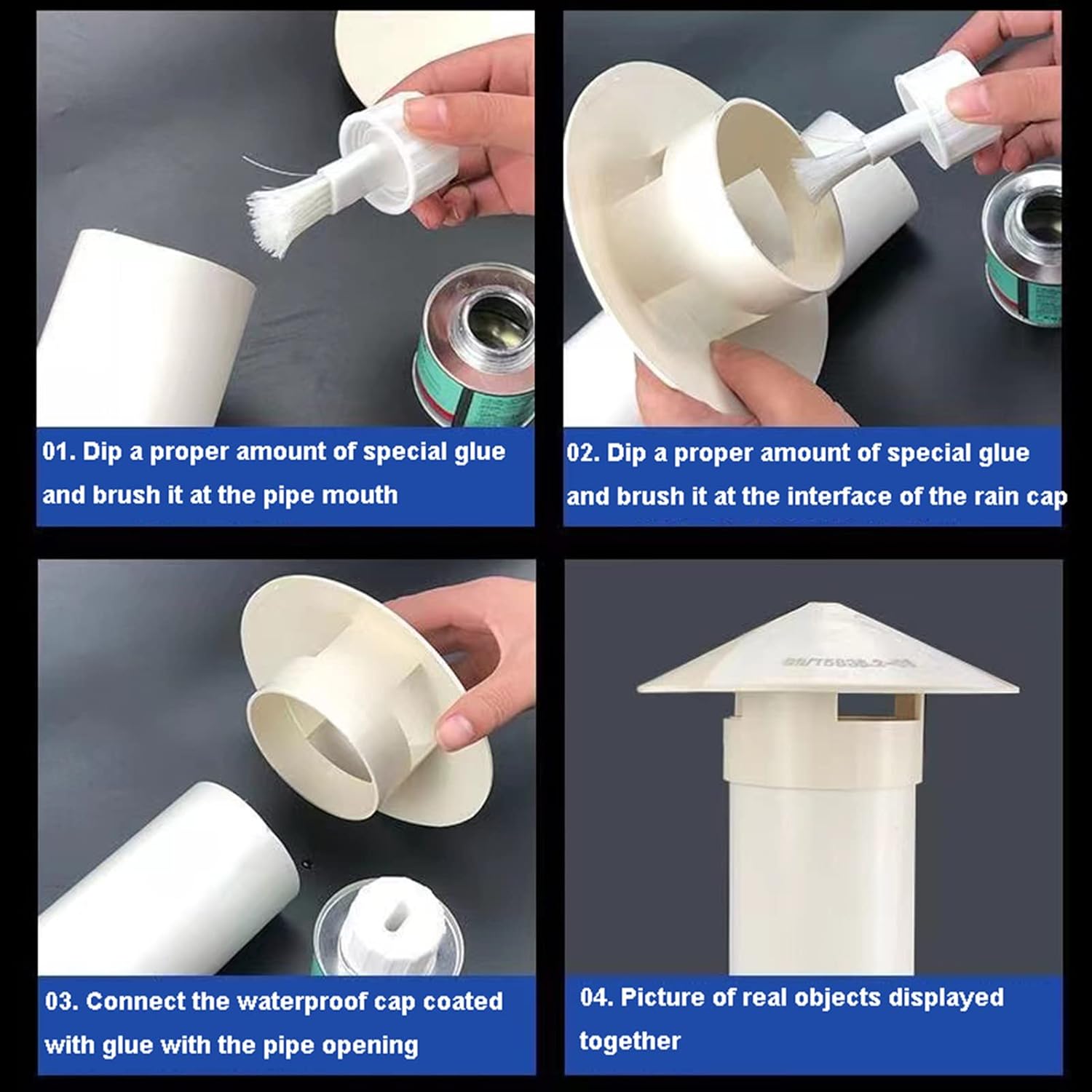 Round Roof Rain Cap Roof Vent Cover All Weather Conditions Top Round Exhaust Cap Fireplace Chimney Cover (75mm/2.95in)