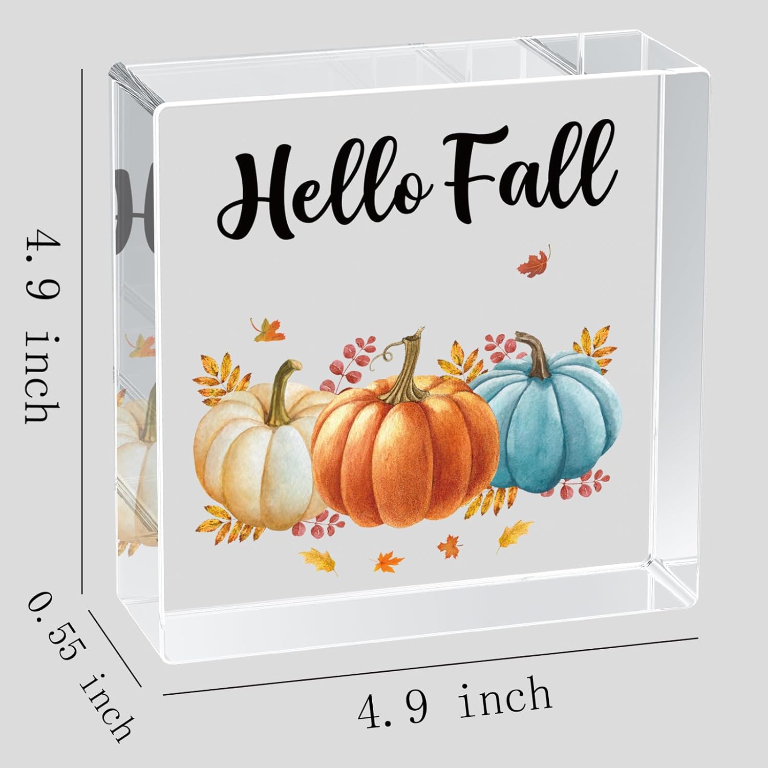 Fall Decorations for Home Fall Decor Home Pumpkins Room Table Acrylic Sign Rustic Shelf Desk Office Decor Season Sign House Warming Gifts 4.9 x 4.9 Inch