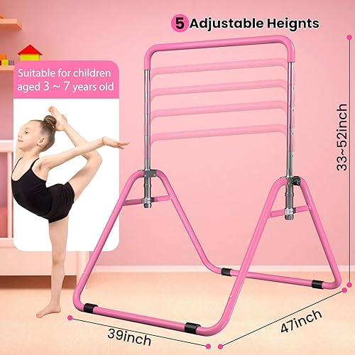 Miniatura 2 de WATBKHE Kids Gymnastics Bar Gymnastic Equipment for Home Adjustable Height Gymnastic Training Bar Gymnastic Stuff for 3-7 Years Old Girls