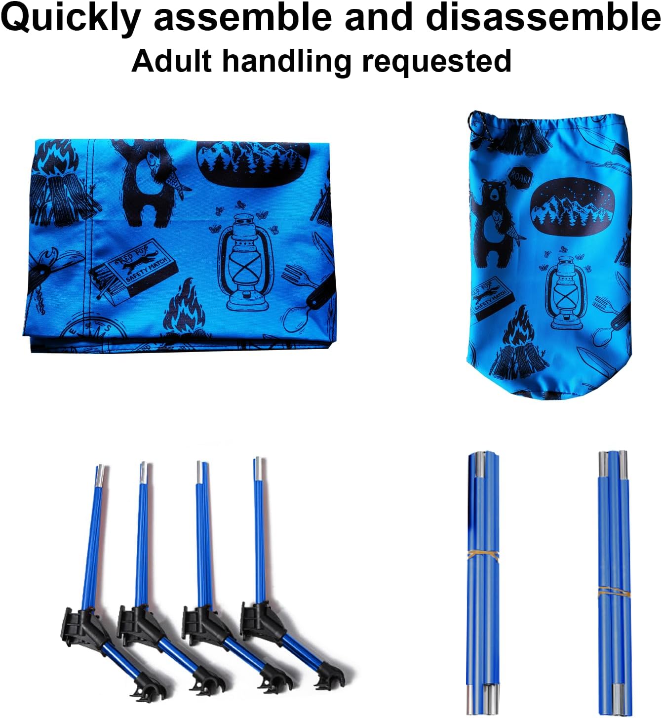 Kids Camping Cot and Toddler Travel Bed | Lightweight and Compact Cots for Sleeping | Portable Folding Cot for Toddler, Kids, Youth and Even Adults (Blue, 63" x 23.5")