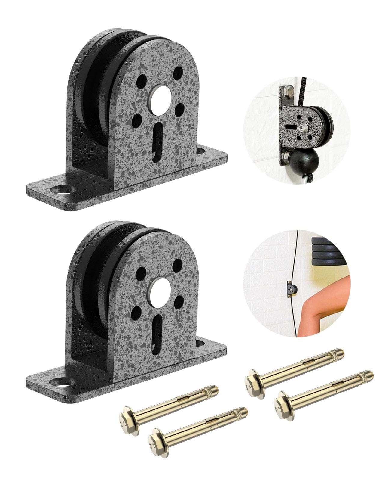 2 Pack Silent Cable-Pulley-Wheel Fit for Home Gym Equipment, Clothesline, LAT Pulldown Machine, Lifting - Heavy Duty Single Mounted Pulley Block with Fixed Bearing