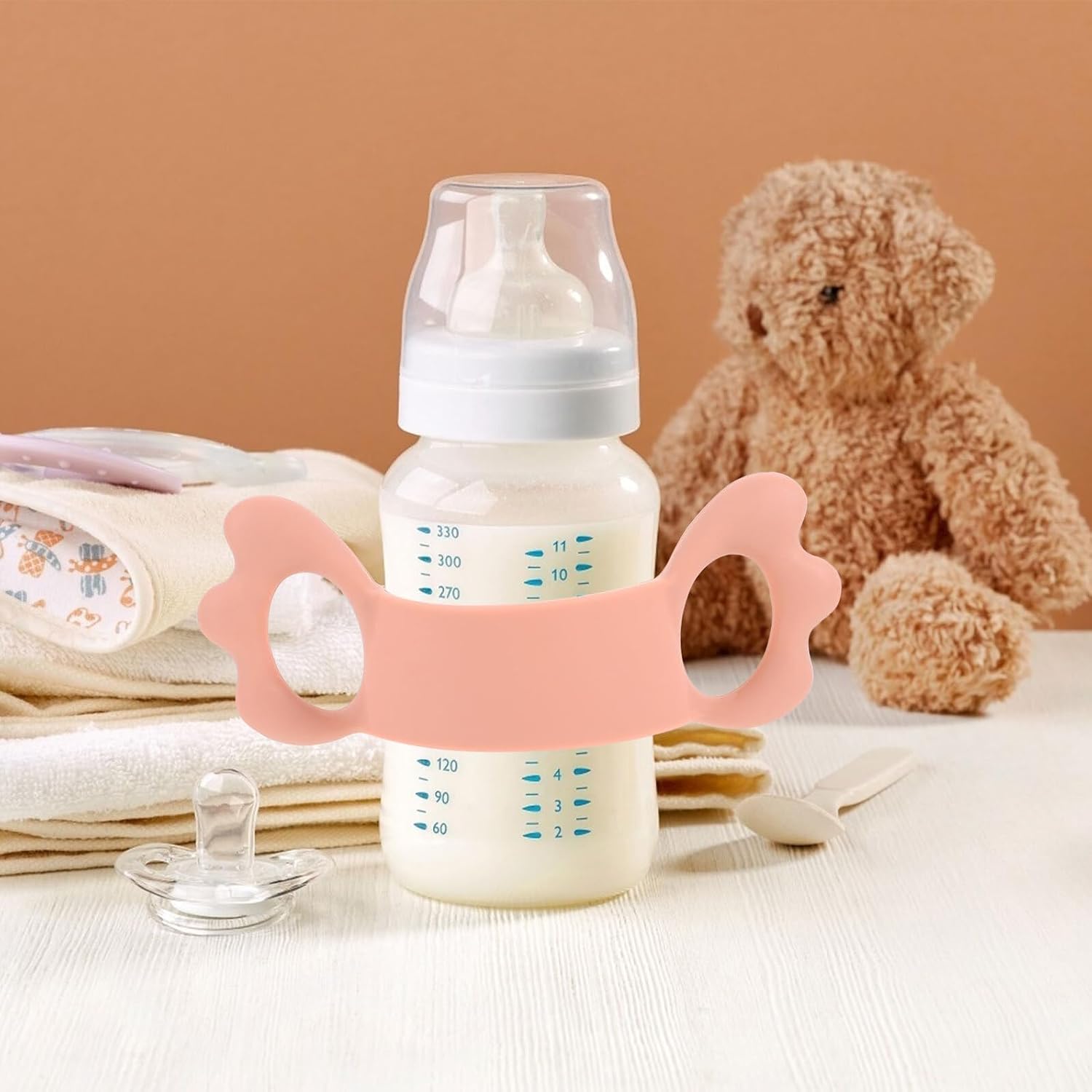 Yardwe Silicone Bottle Handle for Milk Feeding Ergonomic Wing-Shaped Grip Flexible Fit for Wide Neck Bottles Easy to Hold for Newborns and Boy Girl