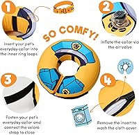 Vista 79 de BENCMATE - Collar inflable protector para perros y gatos, suave collar de recuperación para mascotas, no bloquea la visión (L, bandera)