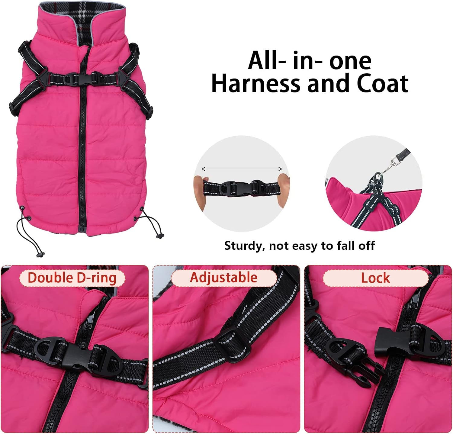 Warm Pet Dog Coats and Jackets,Waterproof Reflective Pet Dog Harness Vest Winter Puppy Clothes with Chest Strap - Image 4