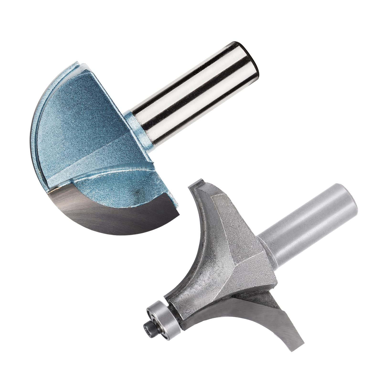 uxcell2-Inch Diameter 2-Flute Carbide Cove Core Box Router Bit and Round Over Corner Router Bit with 1/2-inch Steel Shank 2pcs