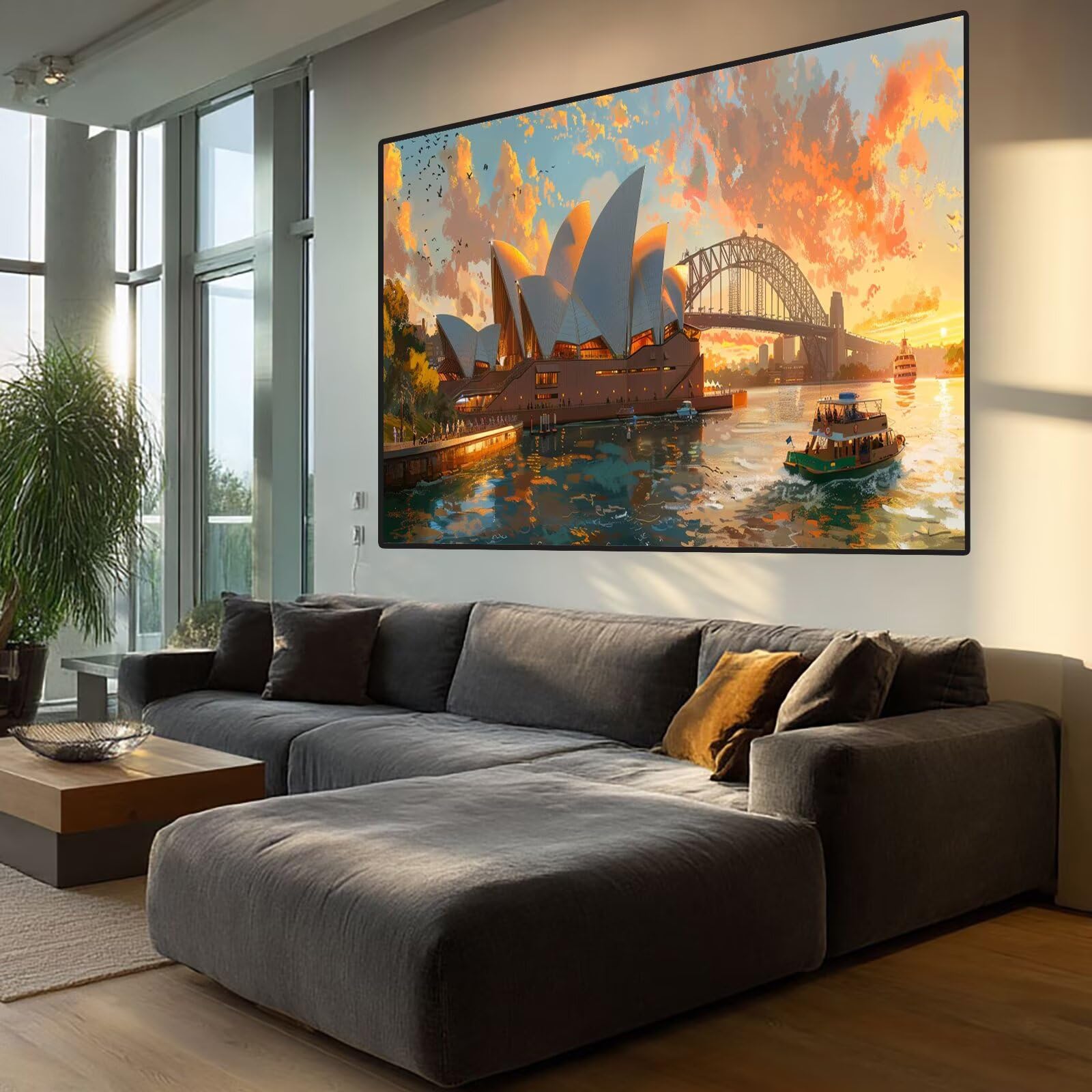 Sydney Diamond Art Sunset Diamond Painting Arts and Crafts dla dorosłych, zestaw do malowania diamentami 5D, dorosłych, Crysta, haft krzyżykowy, zestaw do haftowania dla początkujących, dekoracja