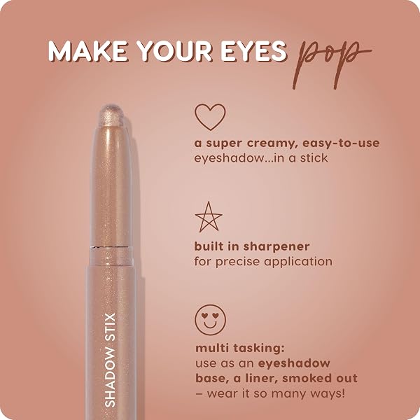 ColourPop Shadow Stix - Cream Eyeshadow Stick with Long-Lasting Color - Multi-Use Cream Makeup with a Built-In Sharpener & Precise Tip for Easy Application - Socialite (0.05 oz) - 4