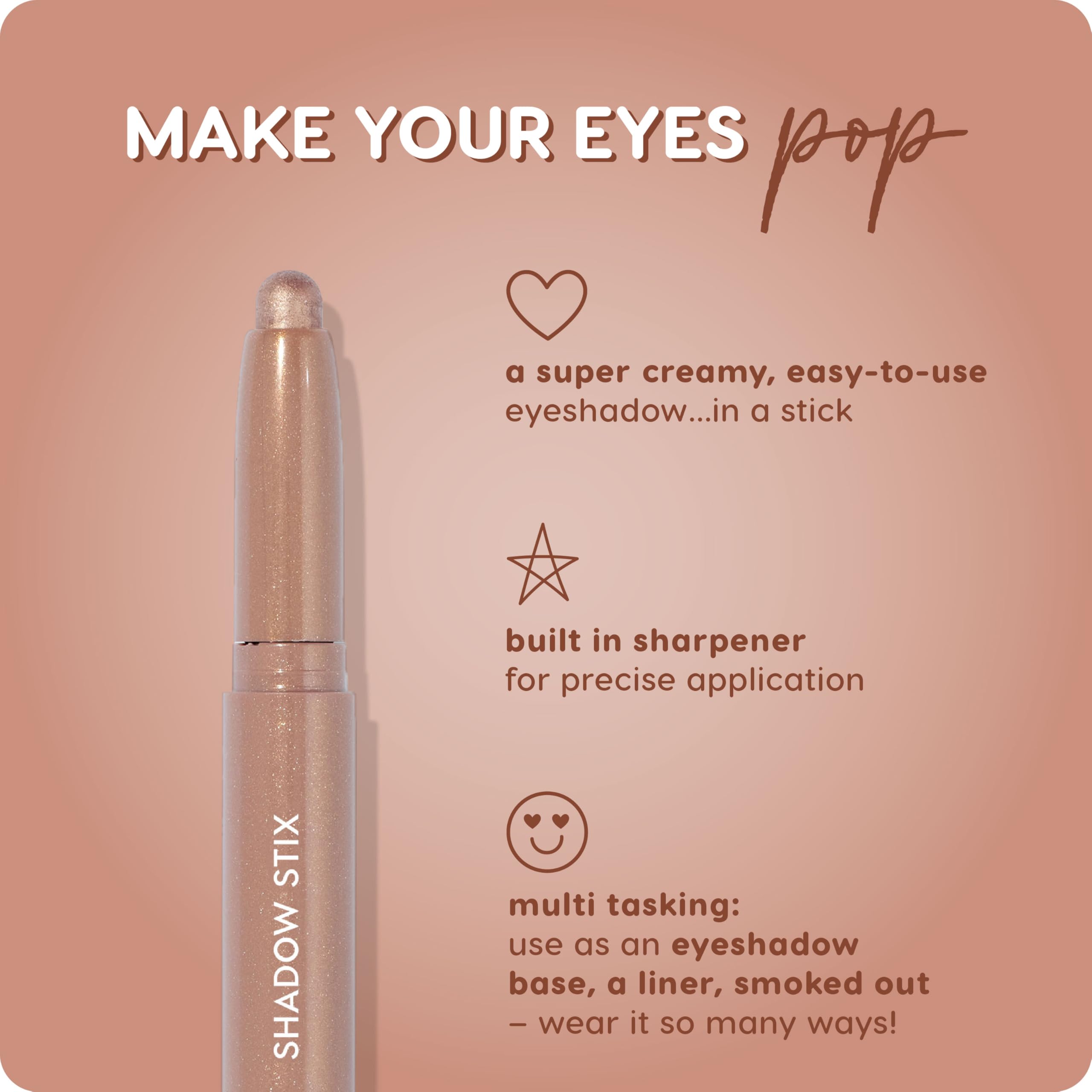 ColourPop Shadow Stix - Cream Eyeshadow Stick with Long-Lasting Color - Multi-Use Cream Makeup with a Built-In Sharpener & Precise Tip for Easy Application - Socialite (0.05 oz) - 4