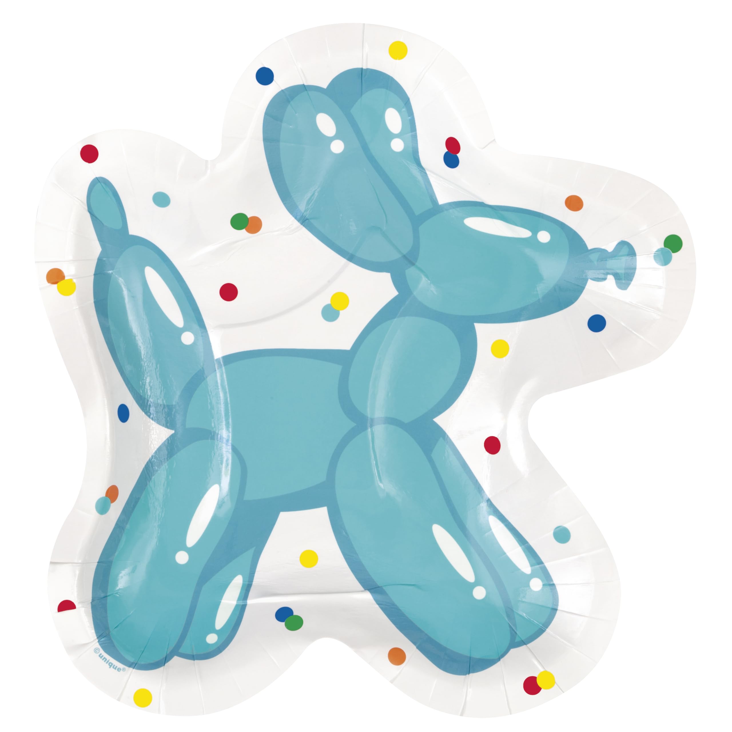 Unique 21934EU Eco-Friendly Paper Plates-21 cm-Balloon Dog Birthday Party-8 Count (Pack of 1), Multicolour