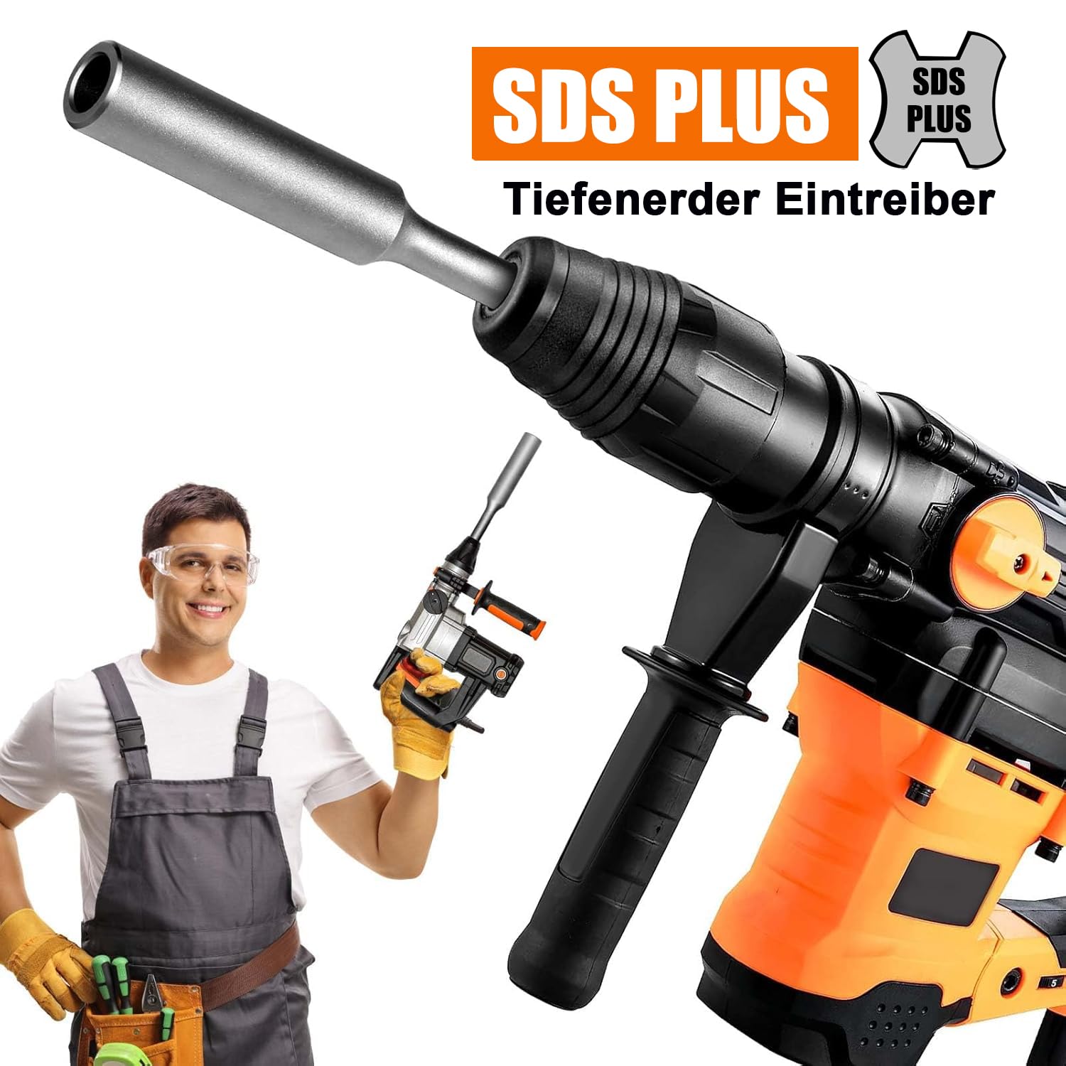Outil d'enfoncement pour piquet de terre profond SDS PLUS, manchon Ø20 mm pour tige de mise à la terre, marteau d'enfoncement pour piquet de terre