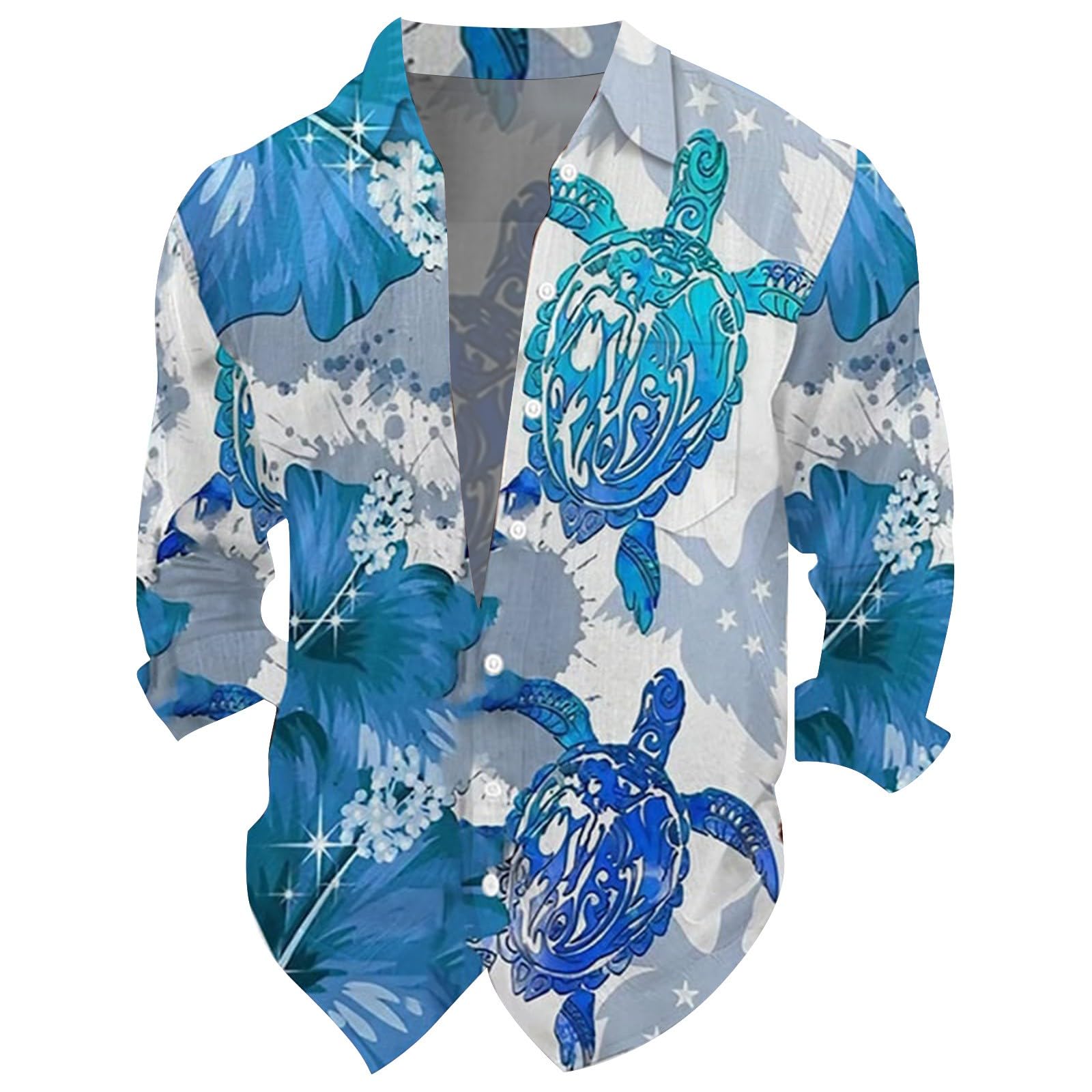 WINWUQB - Camicia hawaiana da uomo, a maniche lunghe, vestibilità regolare, casual, leggera, estiva, alla moda, con bottoni, traspirante, comoda