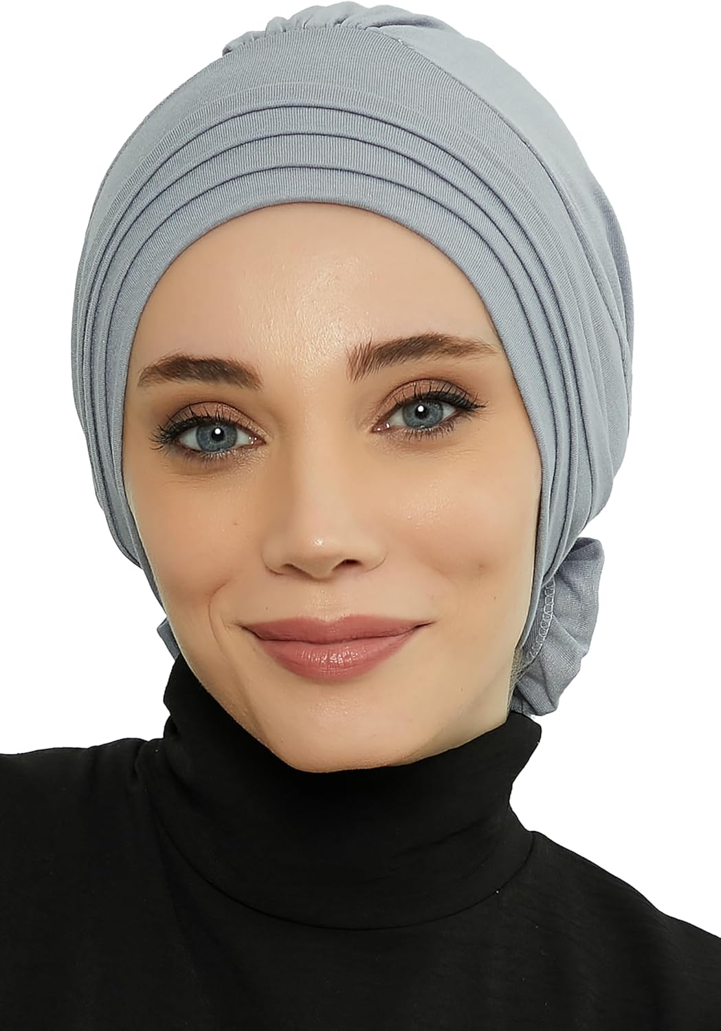 Aisha's Design Instant Turban Head Wraps for Women, Combed Cotton Scarf Lightweight Pre tied Hijab with Back Rose Detail