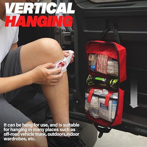 Miniatura 7 de Kit de primeros auxilios  Kit de trauma médico de emergencia compacto impermeable para el hogar, viajes, camping, senderismo, vehículo, lugar de