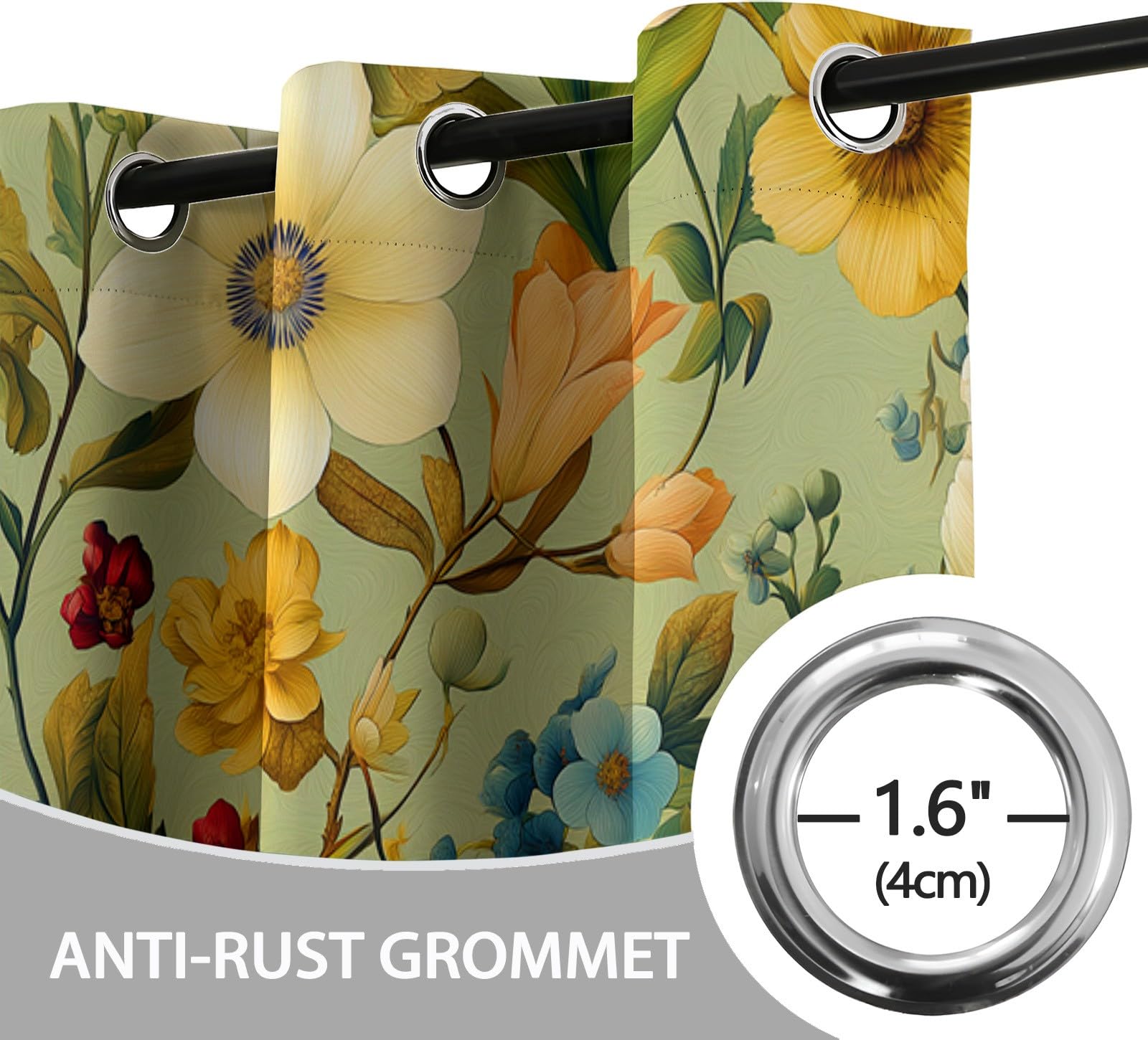 Art Deco Roses Termiczna zasłona zaciemniająca 140 x 225 cm, zestaw 2 sztuk, zasłony okienne, do salonu, domu, izolacja termiczna, ochrona przed zimnem, beżowa