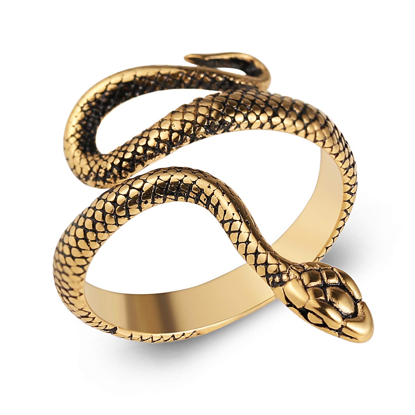 HZMAN Snake Ring Men Women Gothic Jewelry Retro Animal Fashion Personality Stainless Steel Ring