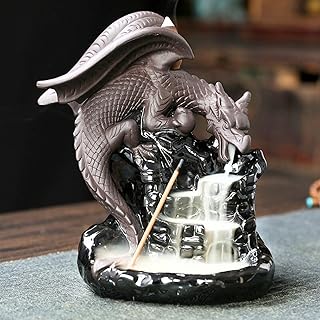 [HARGIO] 倒流香 お香立て おしゃれ 逆流香炉 逆流香 流川香 お香たて 陶器 香炉 インセンスホルダー インテリア 可愛い 開運 風水 リラックス 癒し (B.龍)