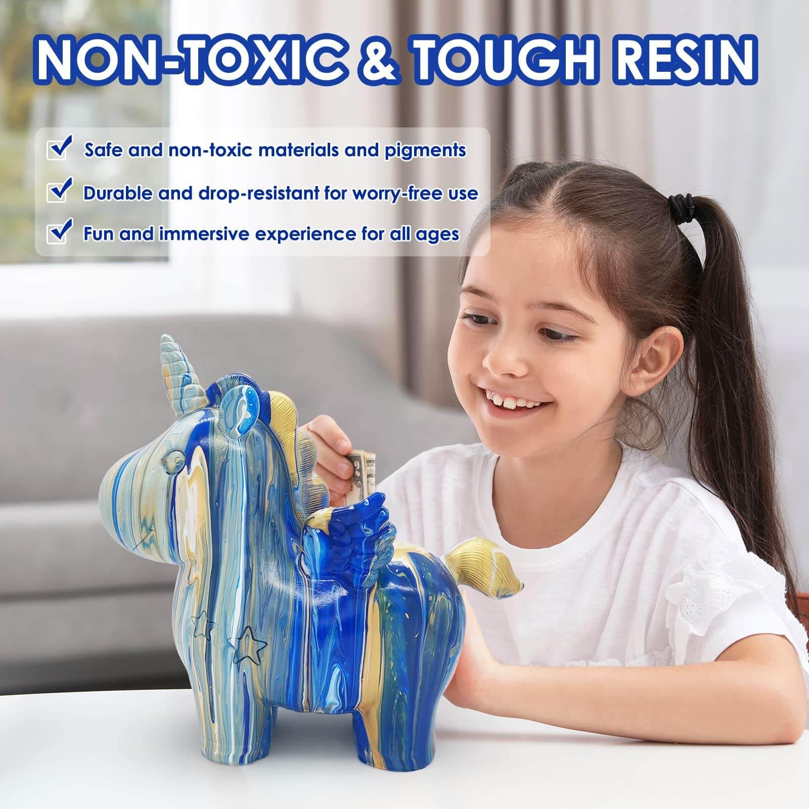 Amazon.co.jp: Funto アクリル ポーリングユニコーン貯金箱 - ハイフローペイント 完璧なDIYアート&クラフトキット  レインボーユニコーンコインバンク 壊れにくい 非毒性 子供の貯金や家の装飾に最適なギフト : おもちゃ